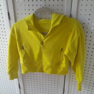 Old Navy Active Dynamic Fleece Crop Top Hoody, Girls, Size M (8), Neon